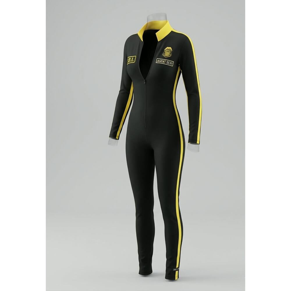 Forplay Secret Agent Sexy FBI JumpsuitCostume y2k Clubwear Edgy Spy Core Catsuit
